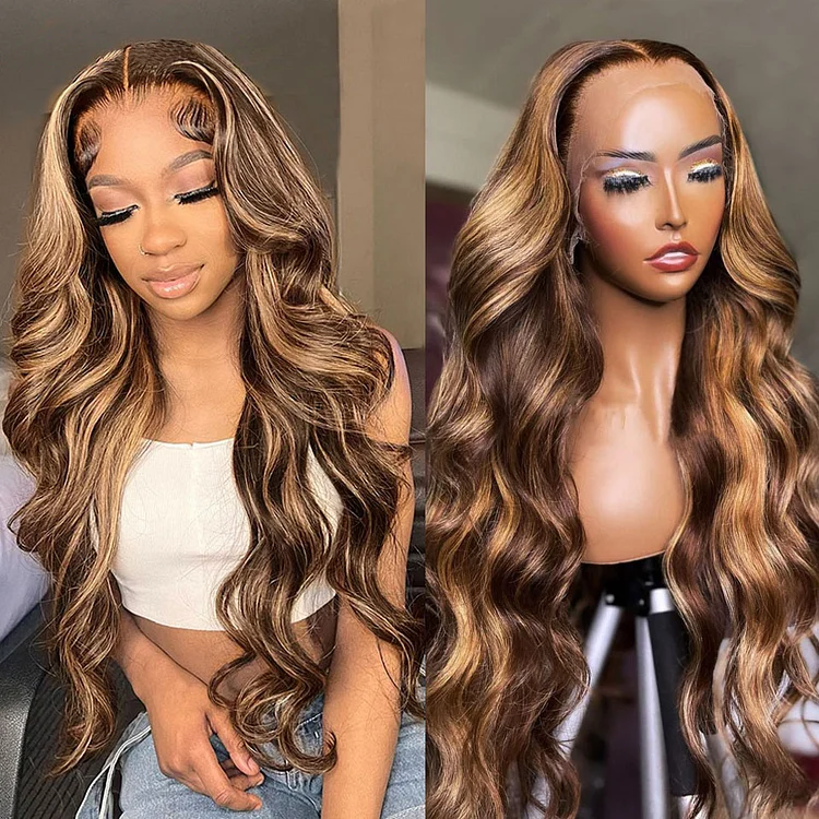 Body Wave  Lace Frontal Human Hair Wig PrePlucked Brazilian Ombre Colorful Lace Closure Wigs