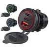 12V-24V Car Charger Socket 3 Ports PD Type C QC 3.0 USB Outlet for Car RV Marine