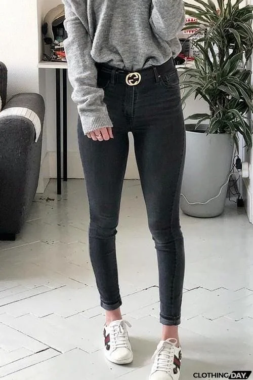 Classical High Waist Elastic Skinny Jeans