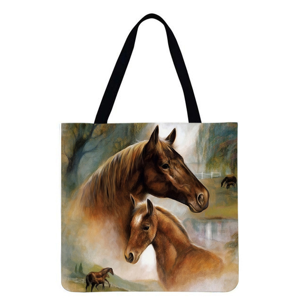 Horse 40*40cm linen tote bag