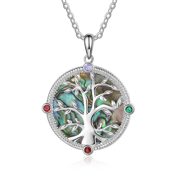 Abalone Shell Necklace with Birthstones Tree of Life Necklace