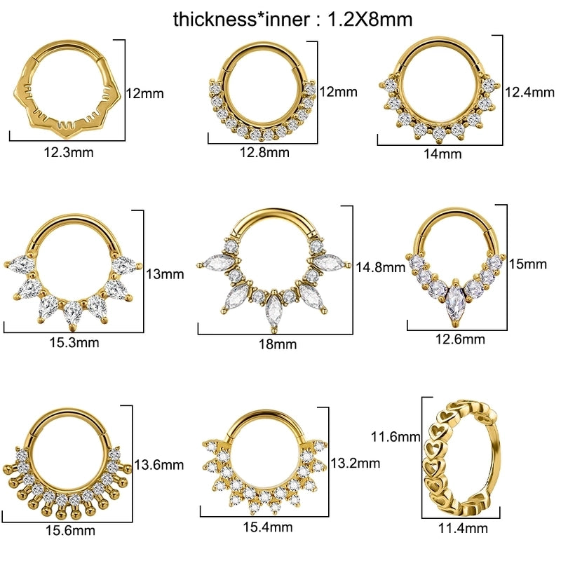 1 Piece Nose Rings & Studs Casual Elegant Vacation Geometric 304 Stainless Steel Inlay Zircon 18K Gold Plated Earrings Nose Ring