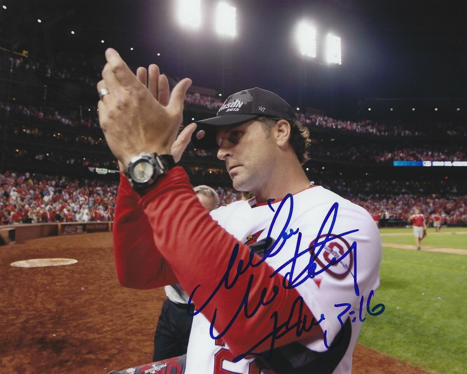 Signed 8x10 MIKE MATHENY St. Louis Cardinals Autographed Photo Poster painting - w/COA