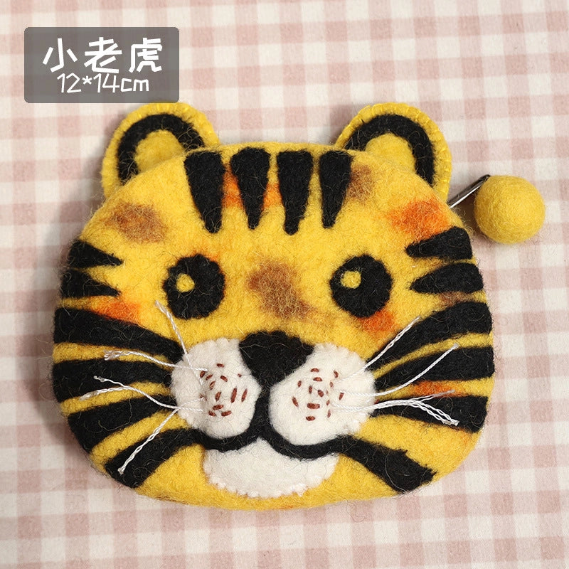 Unisex Animal Cartoon Wool Felt Zipper Coin Purses
