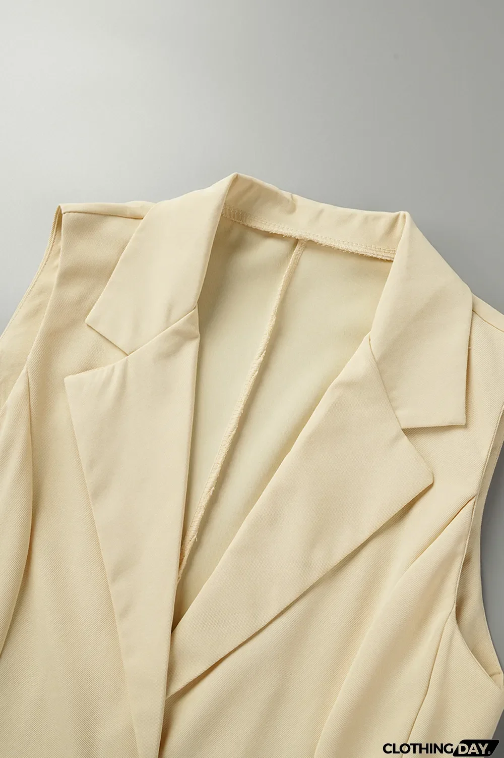 Apricot Casual Solid Patchwork Buttons Turn-back Collar Sleeveless Two Pieces