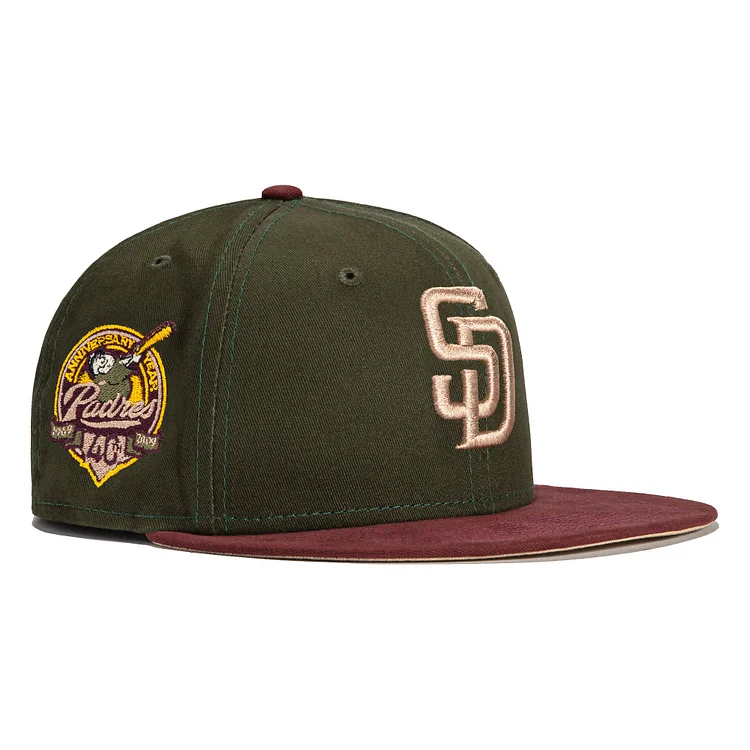 New Era 59Fifty Fall Tones San Diego Padres 40th Anniversary Patch Hat- Green, Maroon QueenFunky