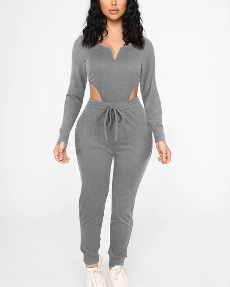 Notched Long Sleeve Bodysuit & Pants Set - Shop Trendy Women's Clothing | LoverChic