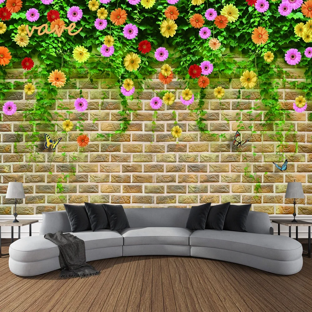 Nigikala Flower Plant Fabric Large Tapestry Wall Hanging Boho Hippie Green Floral Cloth Tapestry Aesthetic Bedroom Room Decor