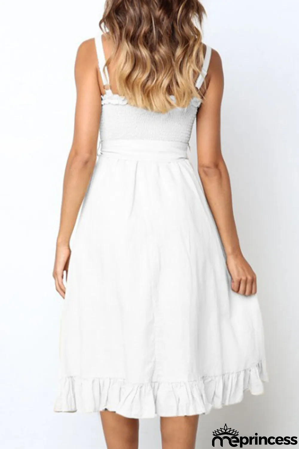Fashion Casual Solid Split Joint Spaghetti Strap A Line Dresses