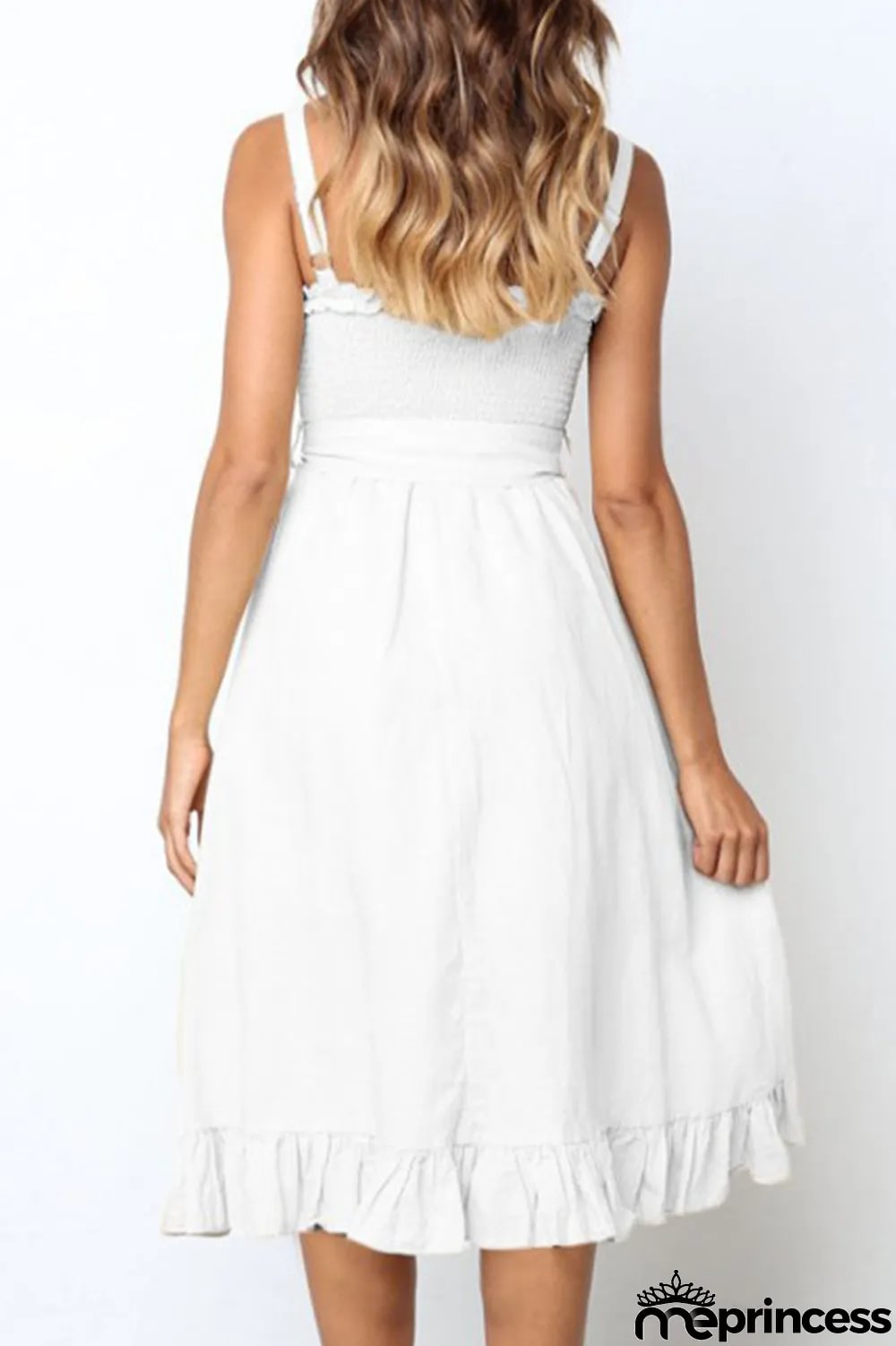 Fashion Casual Solid Split Joint Spaghetti Strap A Line Dresses