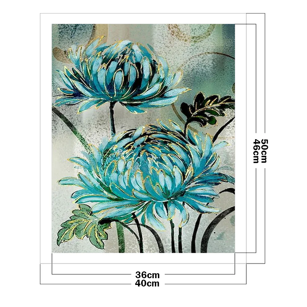 11CT Full Stamped Cross Stitch - Blue flower(Canvas|40*50CM)