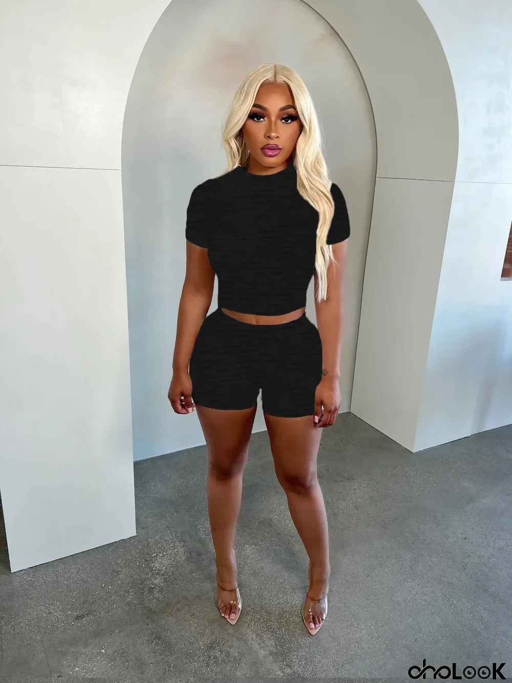 Fashion Short Sleeve Shorts Two Piece Set