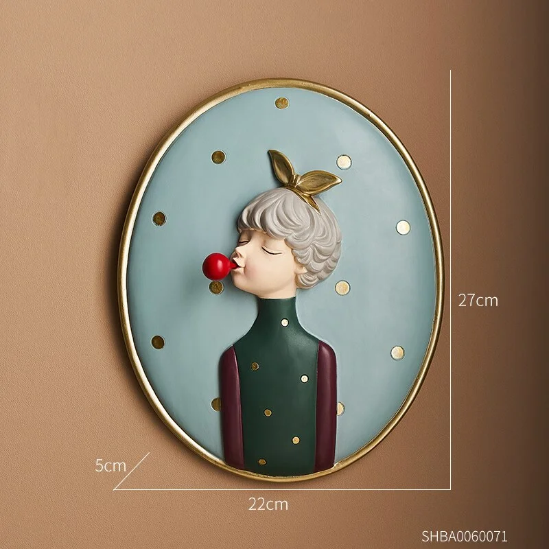 Cute Girl Wall Decoration Painting 3d Resin Character Model Creative Decoration Painting Modern Home Decor Accessories Gifts