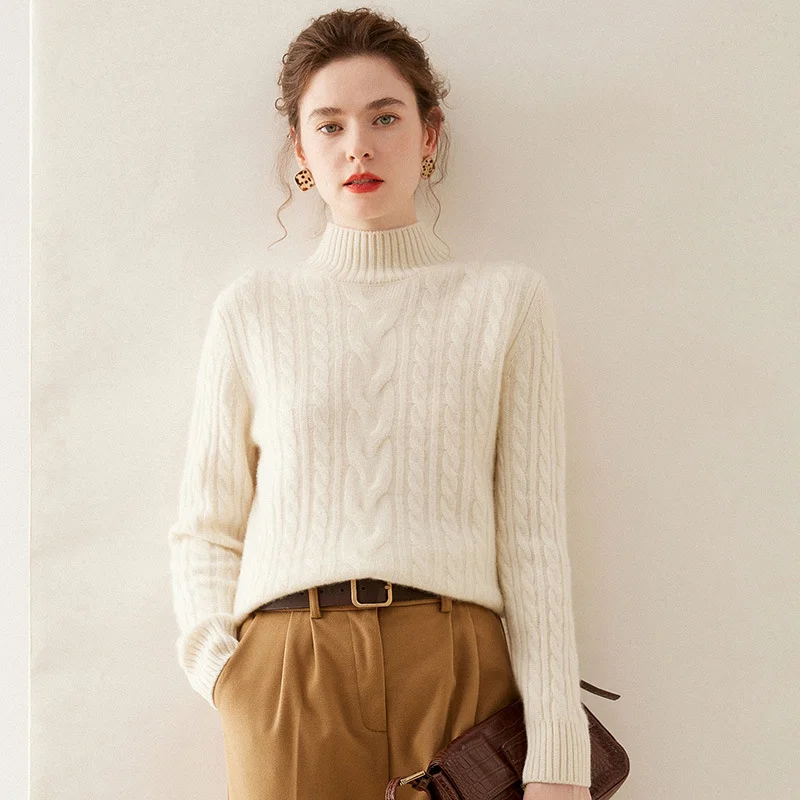 Turtleneck Basic Cashmere Sweater For Women