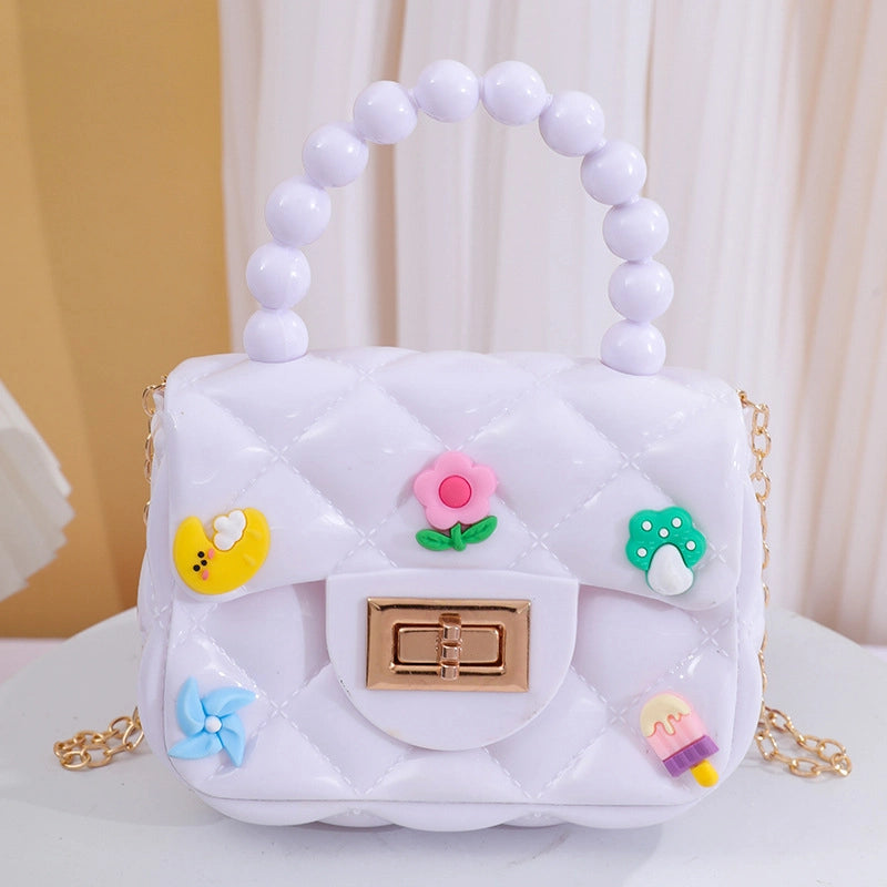 Women’s Small PVC Color Block Streetwear Square Lock Clasp Handbag