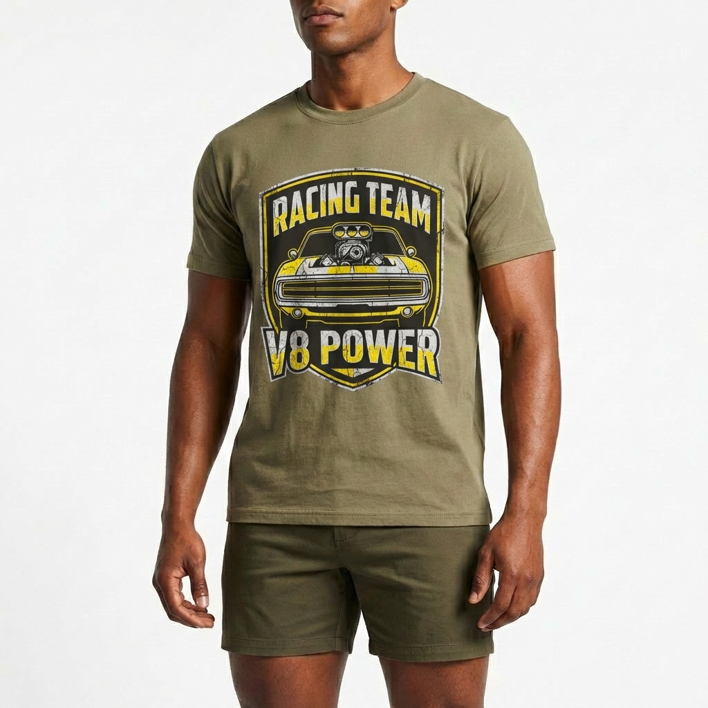  Men's American Racing-themed Casual Printed Short-Sleeved T-shirt Avantcool