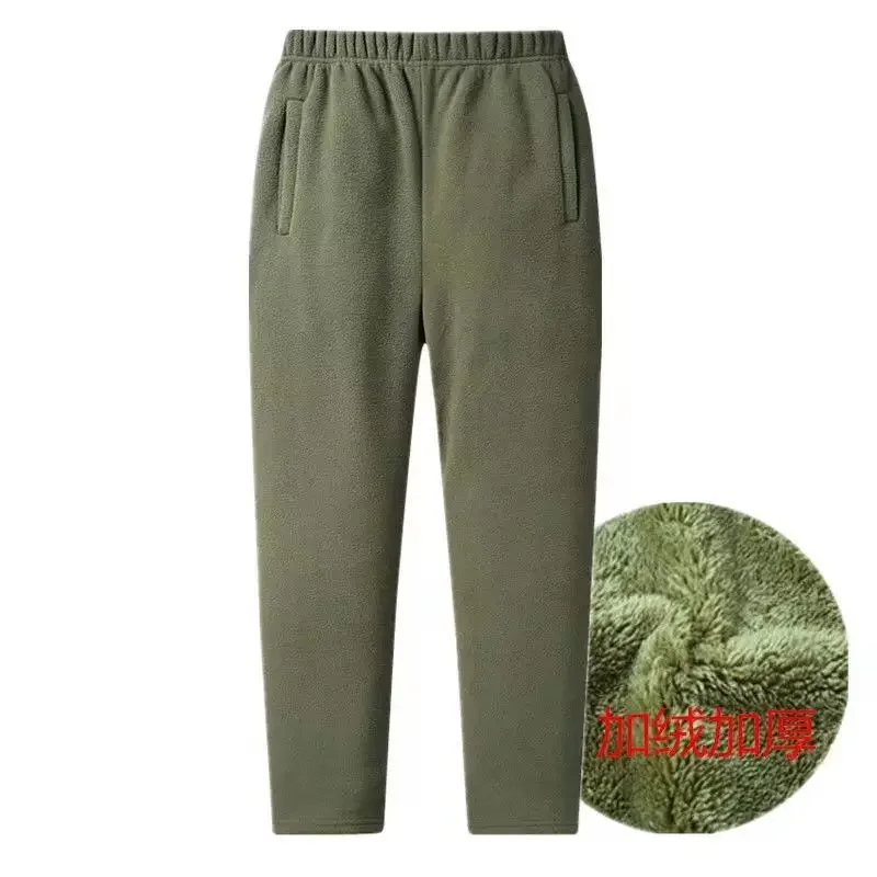 Erpret Men's Trousers Autumn Winter Warm Fleece Fitness Sportswear High Quality Double-sided Velvet Loose Thicken Long Outdoor Trousers