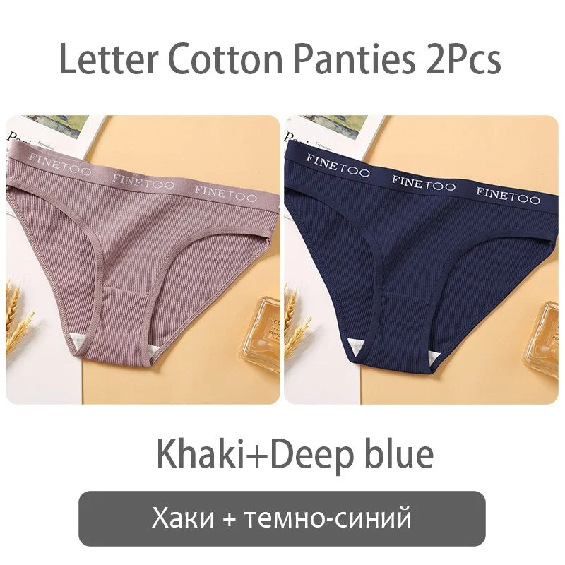 FINETOO New M-2XL Women Underpants Custom Letter Panties Breathable Cotton Underwear Ladies Briefs Casual Panty Female Lingerie