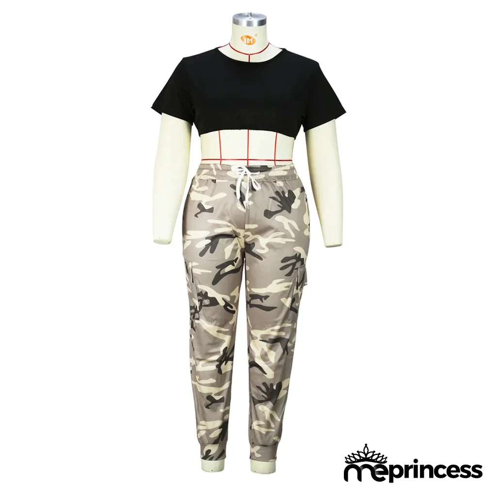 Plus Size Women Sport Camouflage Print Trousers