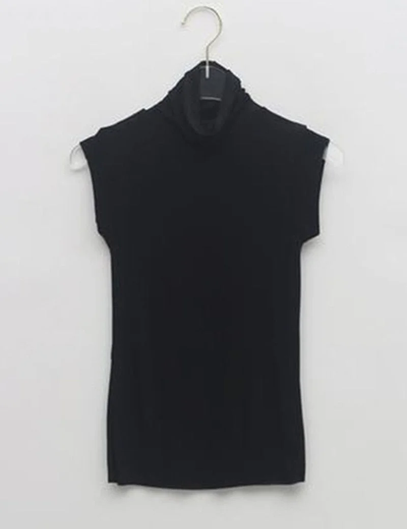 2022 New Spring White Tank Top Women Corset Tops To Wear Out Sleeveless Turtleneck Solid Casual T Shirt fashion Korean Clothes