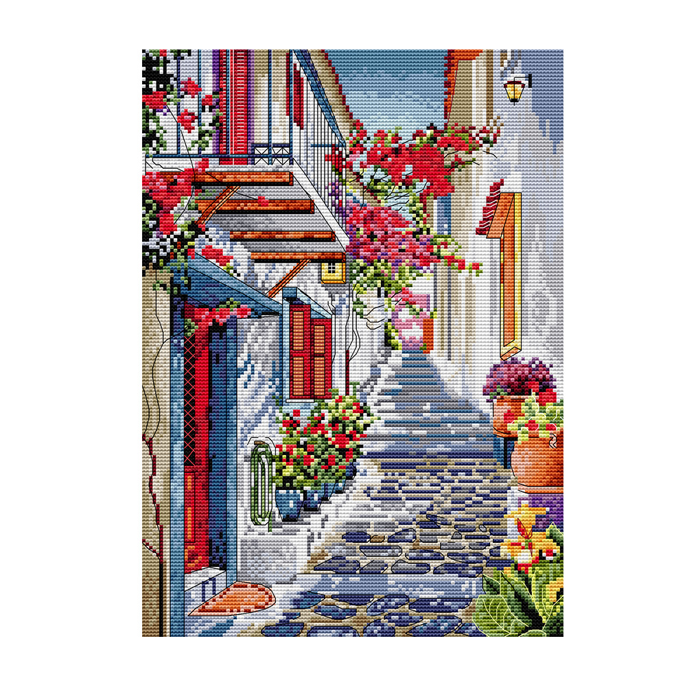 Joy Sunday - Full Embroidery 14CT DIY Flower Street Stamped Cross