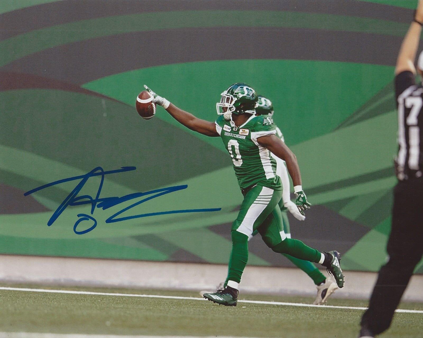 Tobi Antigha Signed 8x10 Photo Poster painting Saskatchewan Roughriders Autographed COA