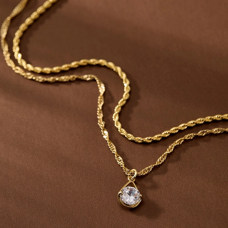 Copper 16K Real Gold Geometric Pendant Necklace