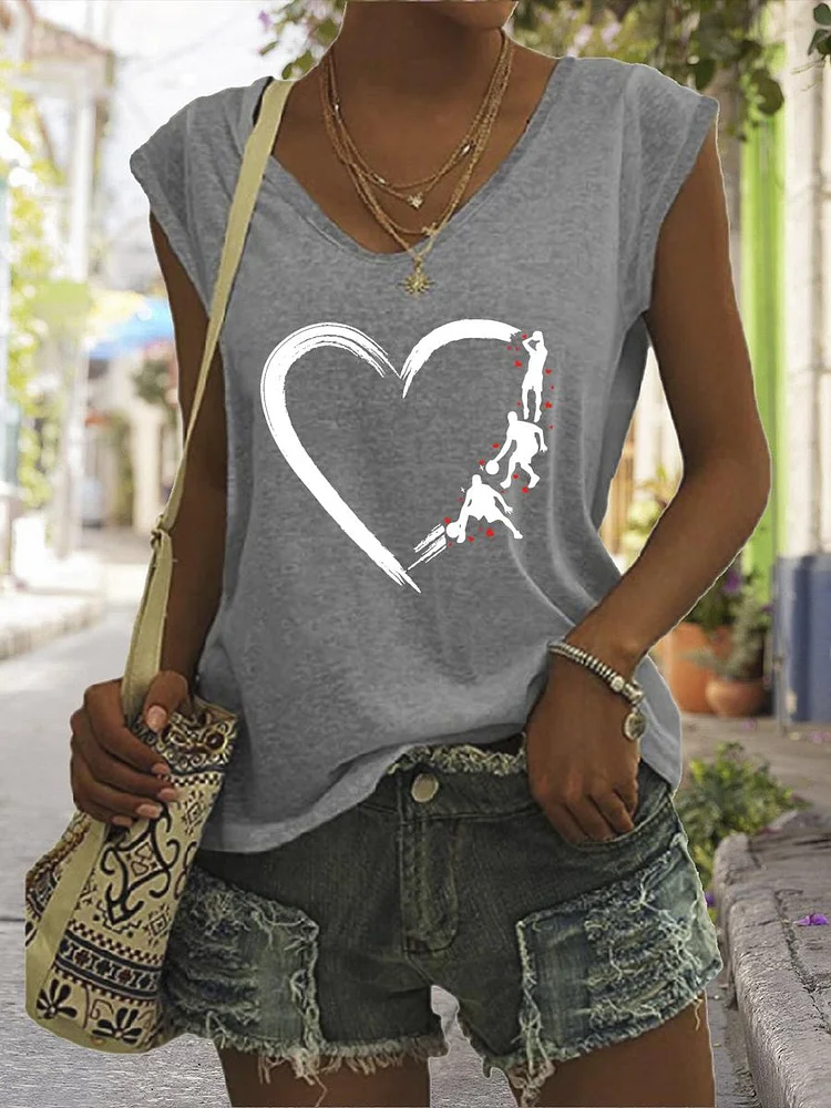 Beauty heart brush vector love basketbal V Neck T-shirt Tees-Annaletters