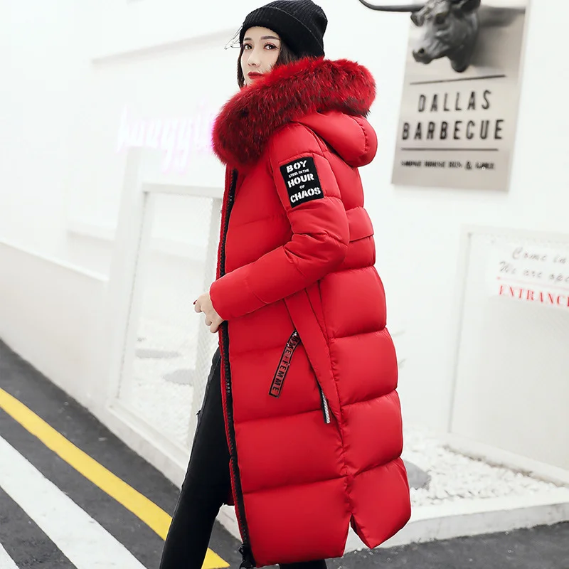 Toloer Cotton-Padded Jacket Female Big Wool Collar Long Style Slim And Thick Cotton-Padded Jacket Fashion Knee Down Cotton-Padded Jacket Students Winter Coat-Outfit Ideas