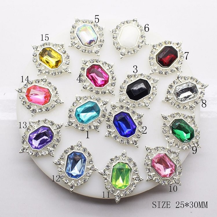 New Fashion10pcs/Lot Alloy Buttons Acrylic Flatback Diy Hair bag Belt Wedding Accessories