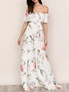 Floral Printed Off-The-Shoulder Split-Front Maxi Dresses