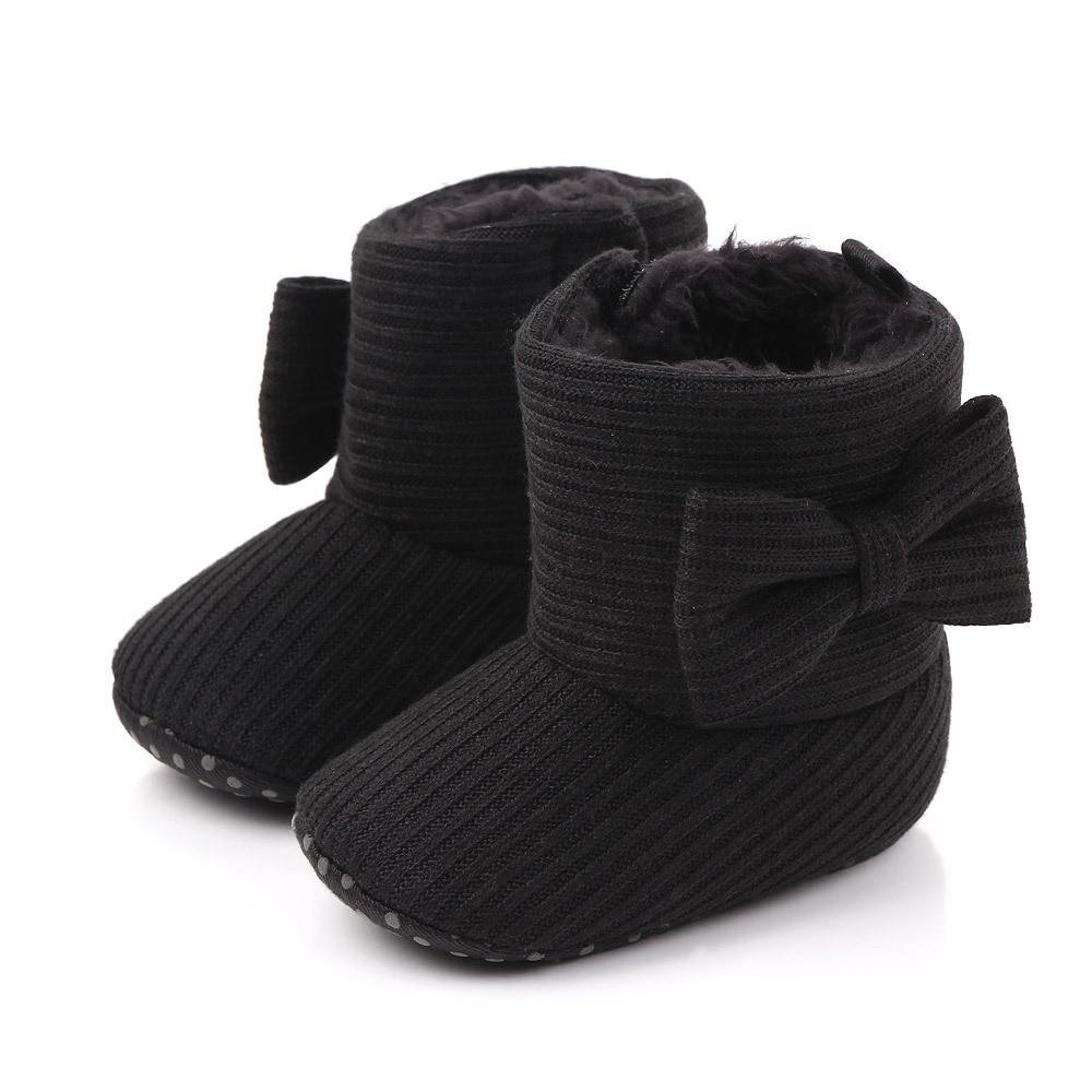 Newborn Toddler Baby Girls Boys Snow Boots, Soft Sole Anti-Slip Crib Shoes Winter Warm Cozy Bowknot Booties Winter Warm
