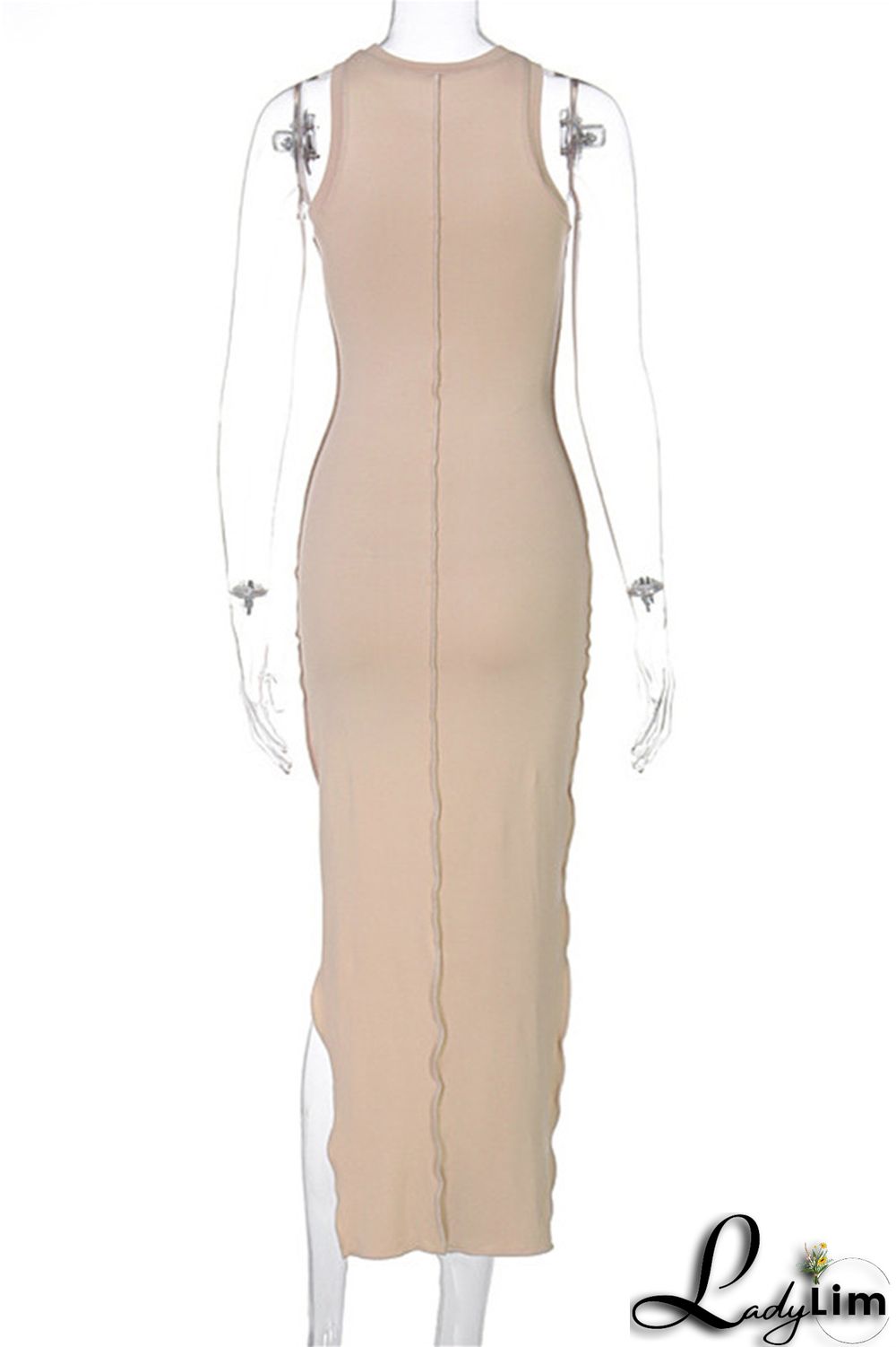 Black Sexy Casual Solid Slit O Neck Vest Dress