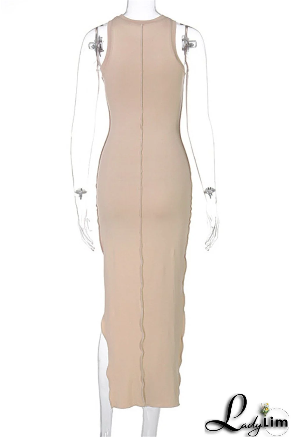 Black Sexy Casual Solid Slit O Neck Vest Dress