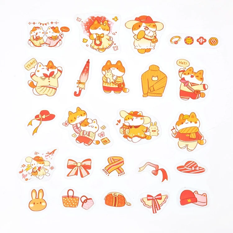 JIANWU 46Pcs Cartoon Animals Kawaii PET Sticker Pack DIY Journal Scrapbooking Decoration Cute Phone Stickers Stationery Supplies