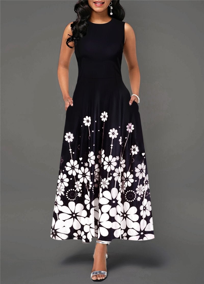 White Sleeveless O Neck Floral Print Women Vestidos Sexy Bodycon Dress Summer 2019 Boho Maxi Dresses Sexy Office Dress Lady