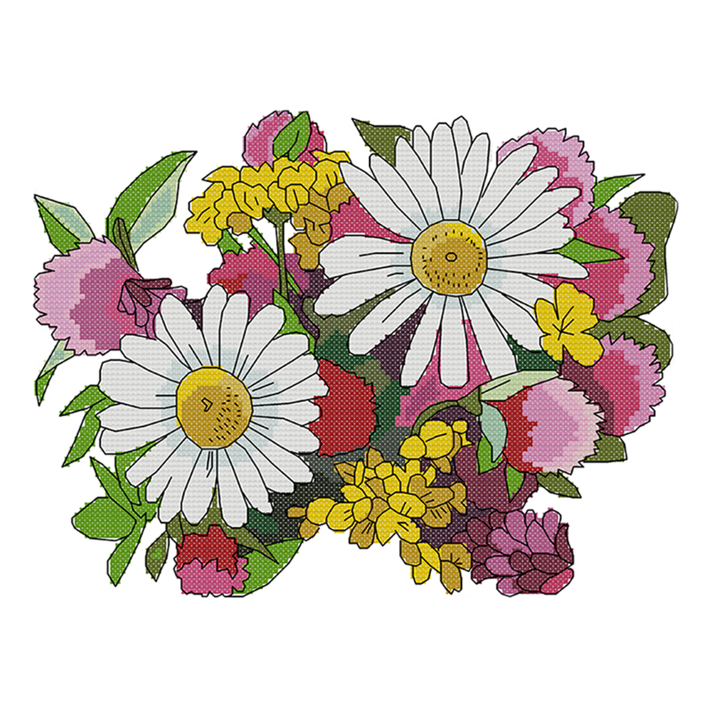 

Flower - 14CT Stamped Cross Stitch - 31*22CM, 501 Original