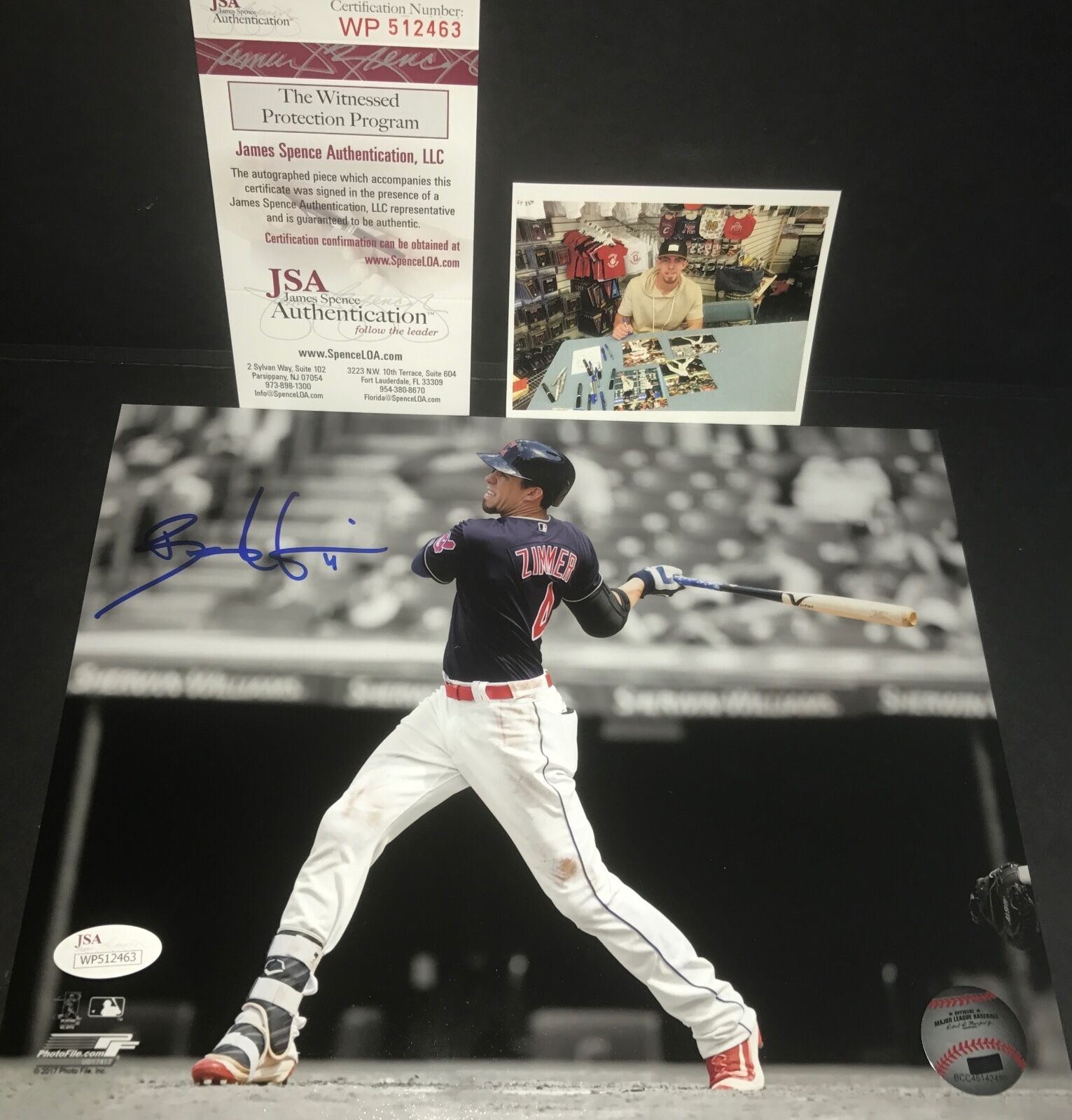 Bradley Zimmer Cleveland Indians Autographed Signed 8x10 Photo Poster painting JSA WITNESS COA 1