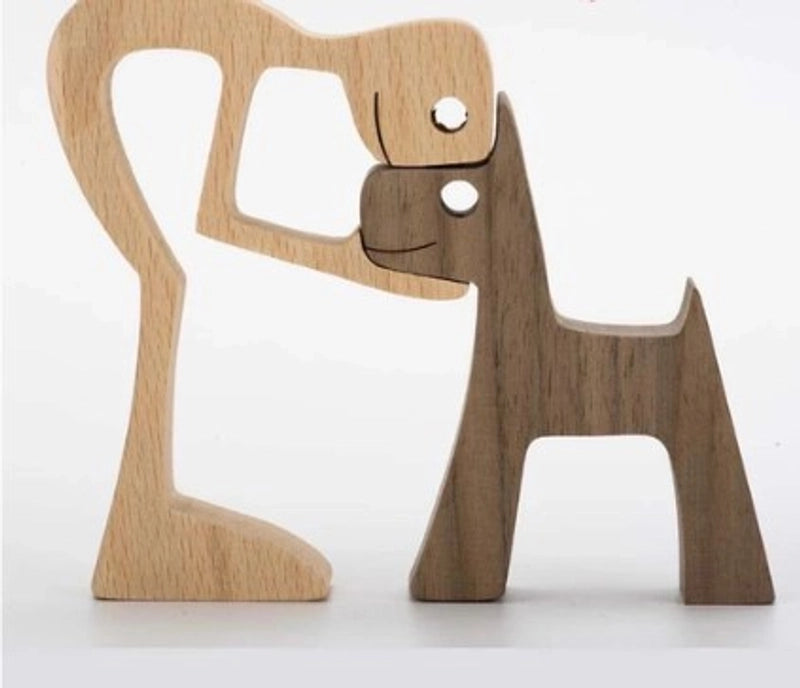 Pastoral Dog Wood Ornaments Artificial Decorations