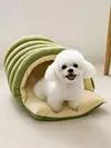 Warm Enclosed Cat Bed Corduroy Plush Cats Tent Calming Pet Nest Cave for Cats Dogs