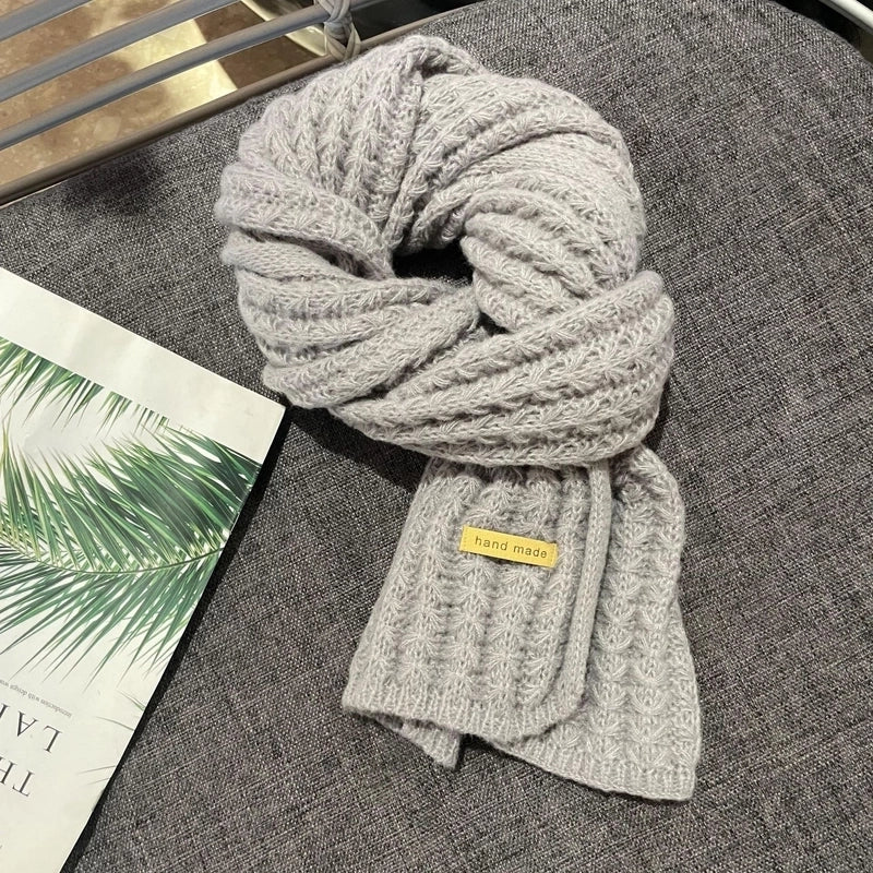Women’s Minimalist Solid Color Knit Winter Scarves