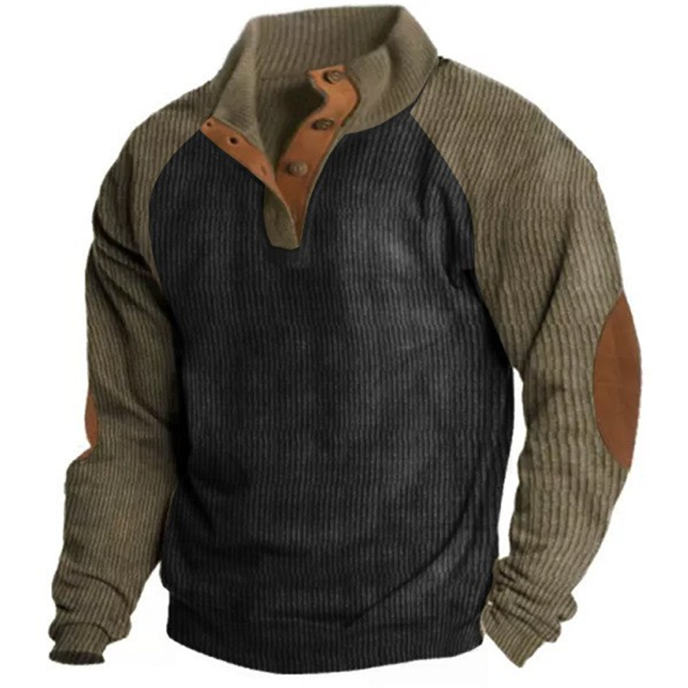 Button Vintage Hoodie for Men Fashion Oversized Casual Sweatshirt Pullover Tops