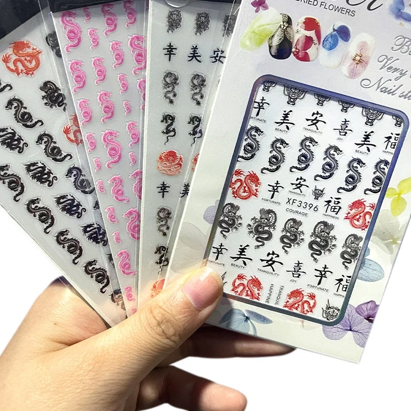 4PCS/Lot Pink Bule Butterfly Nail Stickers 3D Adhesive Transfer DIY Nail Art Decoration Manicure Salon Acrylic Tips Tool WG4365-Nail Inspo