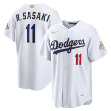 Youth Los Angeles Dodgers #11 Roki Sasaki Nike White 2026 Gold Collection Stadium Jersey
