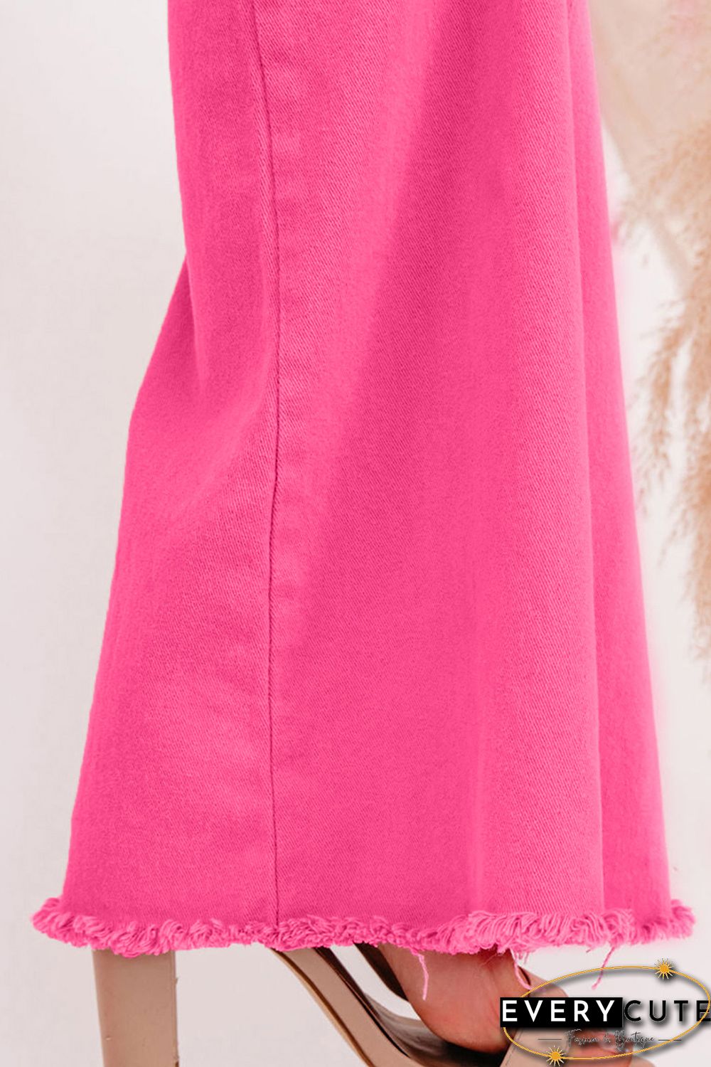 Pink Bell Bottom Denim Pants