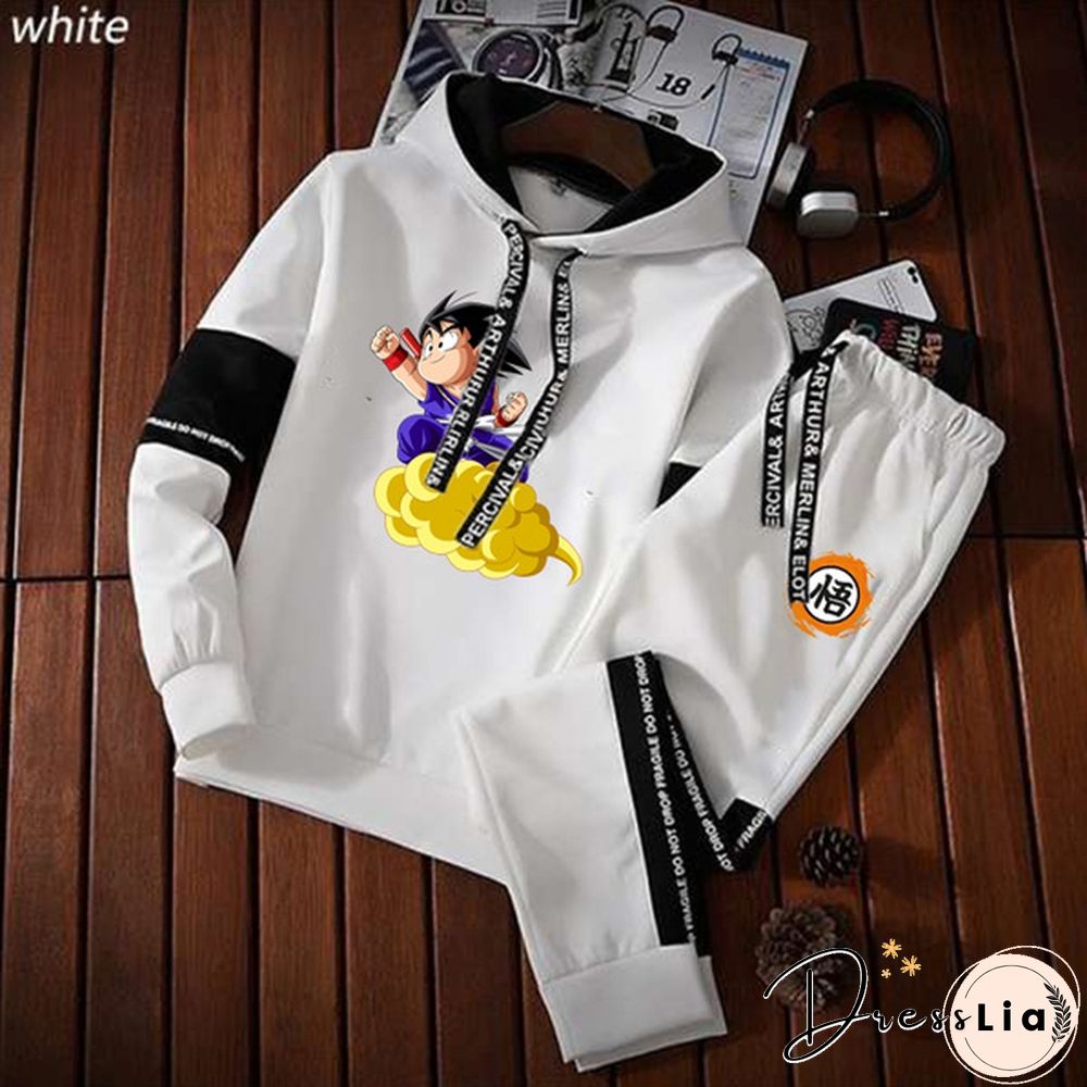 Anime Goku Hoody Tracksuit Jogging Hoodie Sweatpants Set Pullover Sweat Pants Suit Sportwear Outdoor Two Piece Outfits