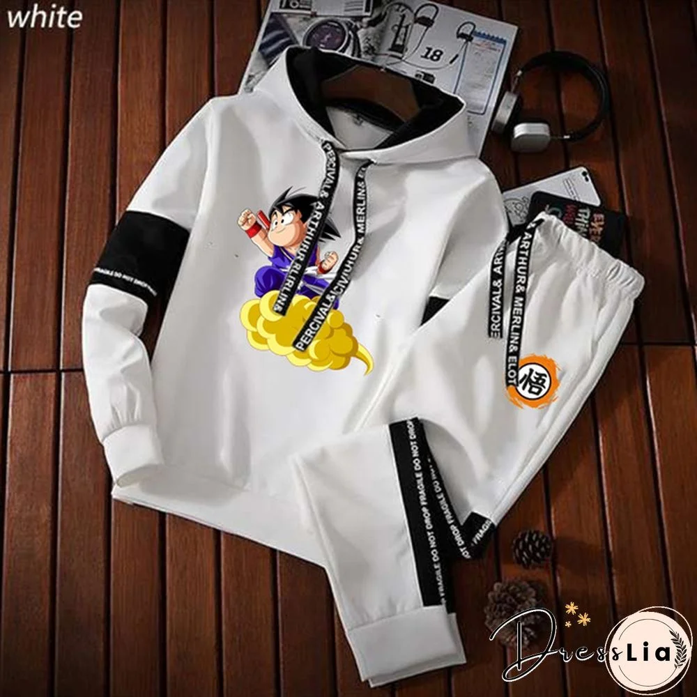 Anime Goku Hoody Tracksuit Jogging Hoodie Sweatpants Set Pullover Sweat Pants Suit Sportwear Outdoor Two Piece Outfits