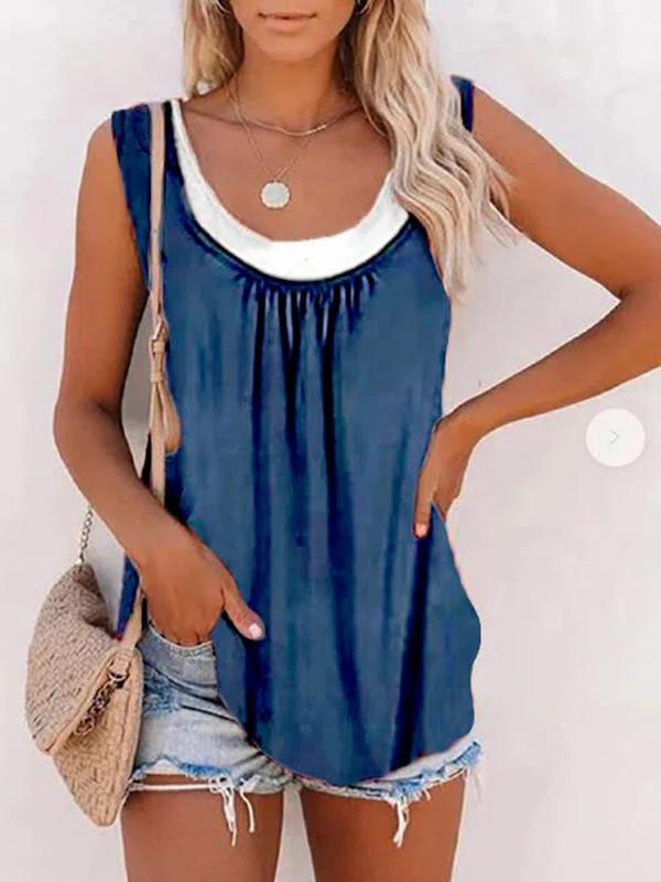 Women's U-neck Sleeveless Printed Vest