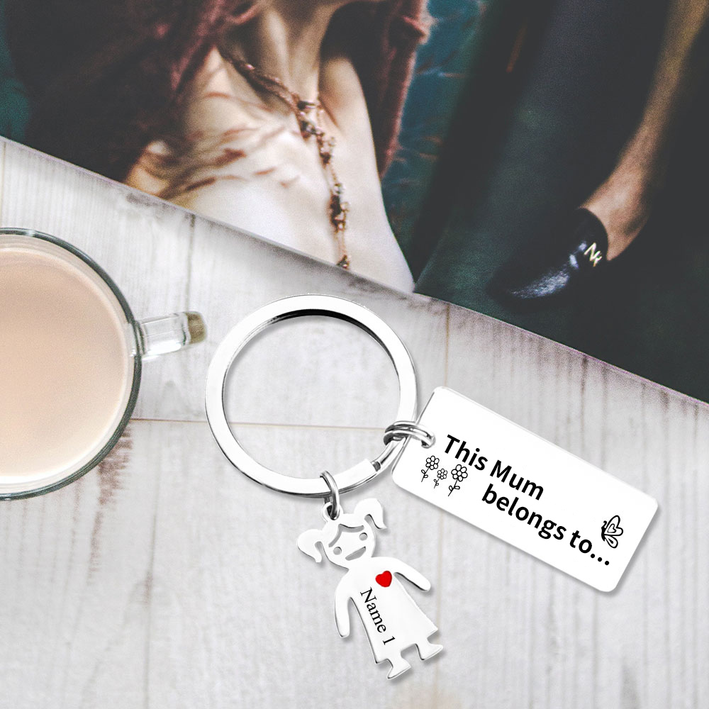 1 Name - Personalised Keychain with Kid Charms Engraved Names Keyring Mother's Day Gift for Nan-Jessemade AU