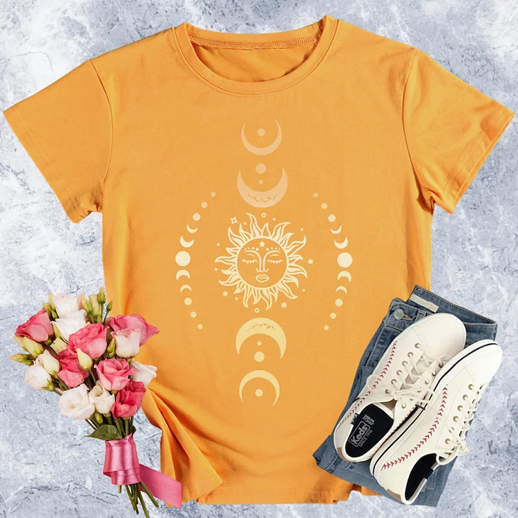 Sun And Moon Round Neck T-shirt